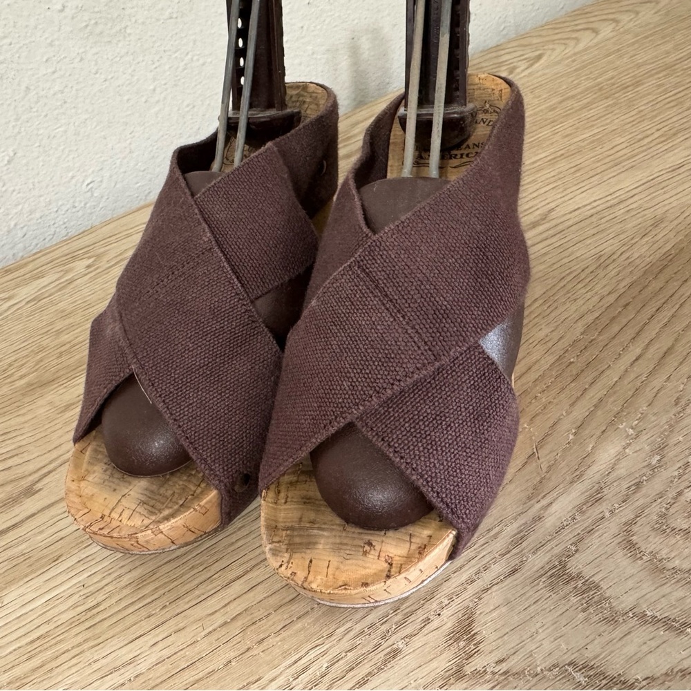 Lucky Brand Miller 2 Wedge Sandals Womens Size 7 M Brown Slip On Cork 37 EU Boho - Picture 6 of 13